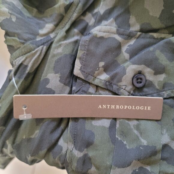 {Anthropologie} Cloth & Stone Nina Camo Midi Shirtdress Size Small - Picture 5 of 8